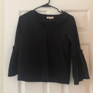 Madewell bell sleeve black top!